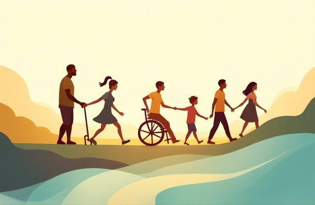 Symbolic image representing hope and movement, possibly featuring diverse community members.