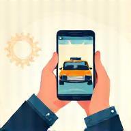 Illustration of booking a professional car ride