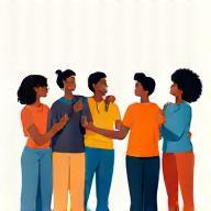 Illustration of volunteers working together